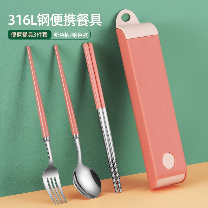 Set De Couverts De Voyage En Inox Doré - Fourchette, Cuillère, Baguettes