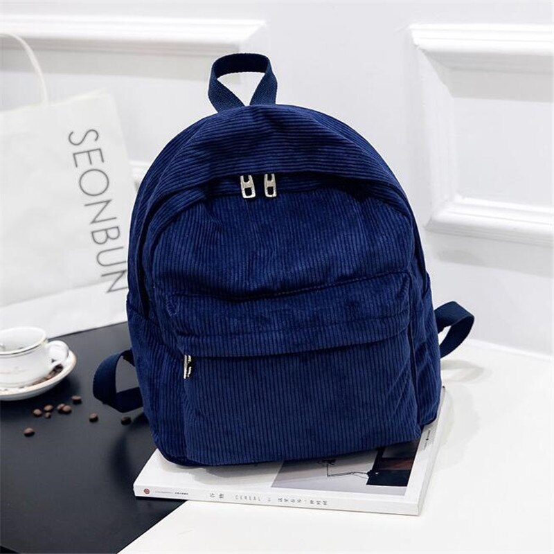 Personalisierte Cord Schwarz Navy Khaki Gary Student Rucksack Custom Bestickte Große Kapazität Schul für Schüler und Erwachsene: Navy