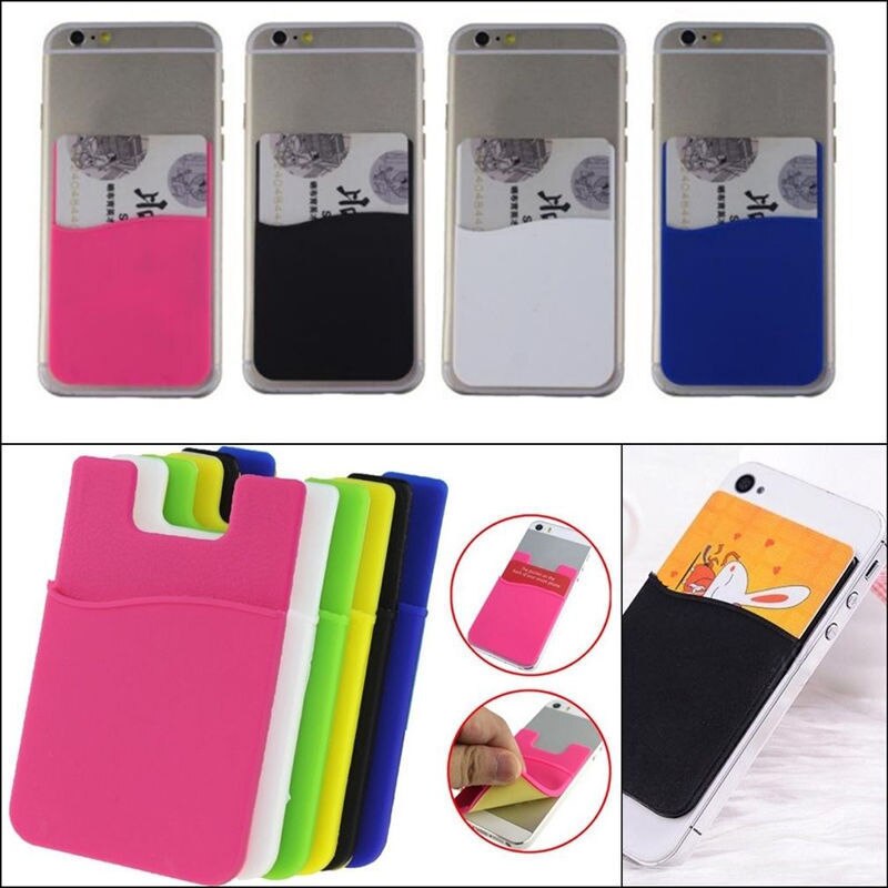 1PC belle adhésif autocollant couverture arrière porte-carte étui pochette pour téléphone portable