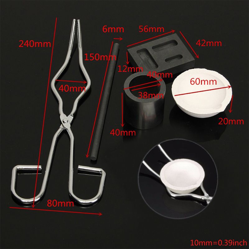 6Pcs Grafietsmeltkroes Set, Goudstaaf Mold Set Sieraden Reparatie Tool Inclusief Hoge Zuiverheid Grafietsmeltkroes