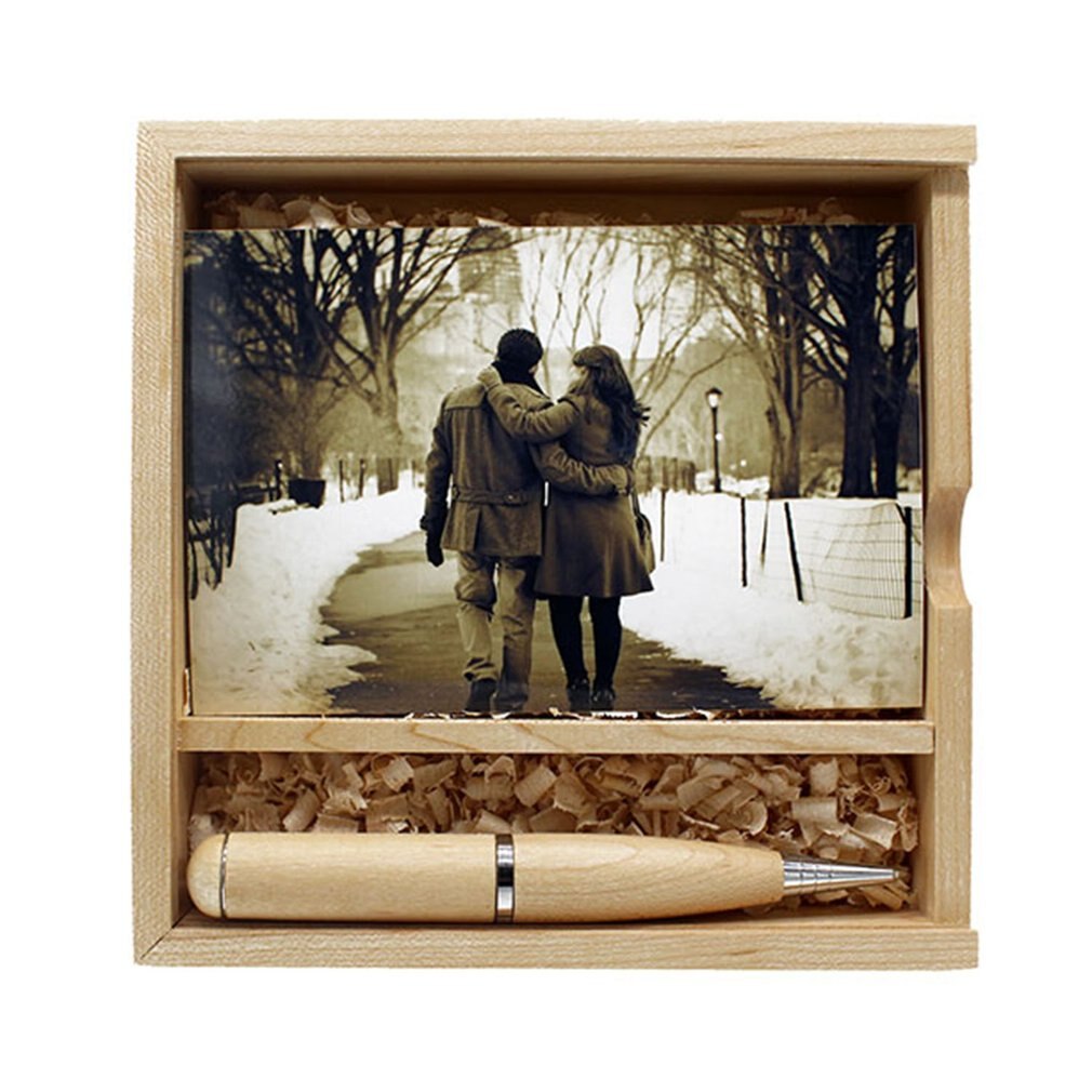180x180x50mm Maple/Walnut Wood Photo Unique Album Box Collection Box DIY Wedding Memory