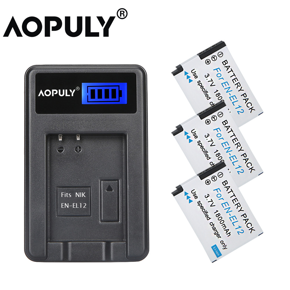 EN-EL12 batterie bateria EN EL12 + LCD USB Ladegerät Für Nikon COOLPIX S9100 S9200 S9050 P300 P310 P330 S6200 S6300 s9400 S9500: Ladegerät 3Batterie