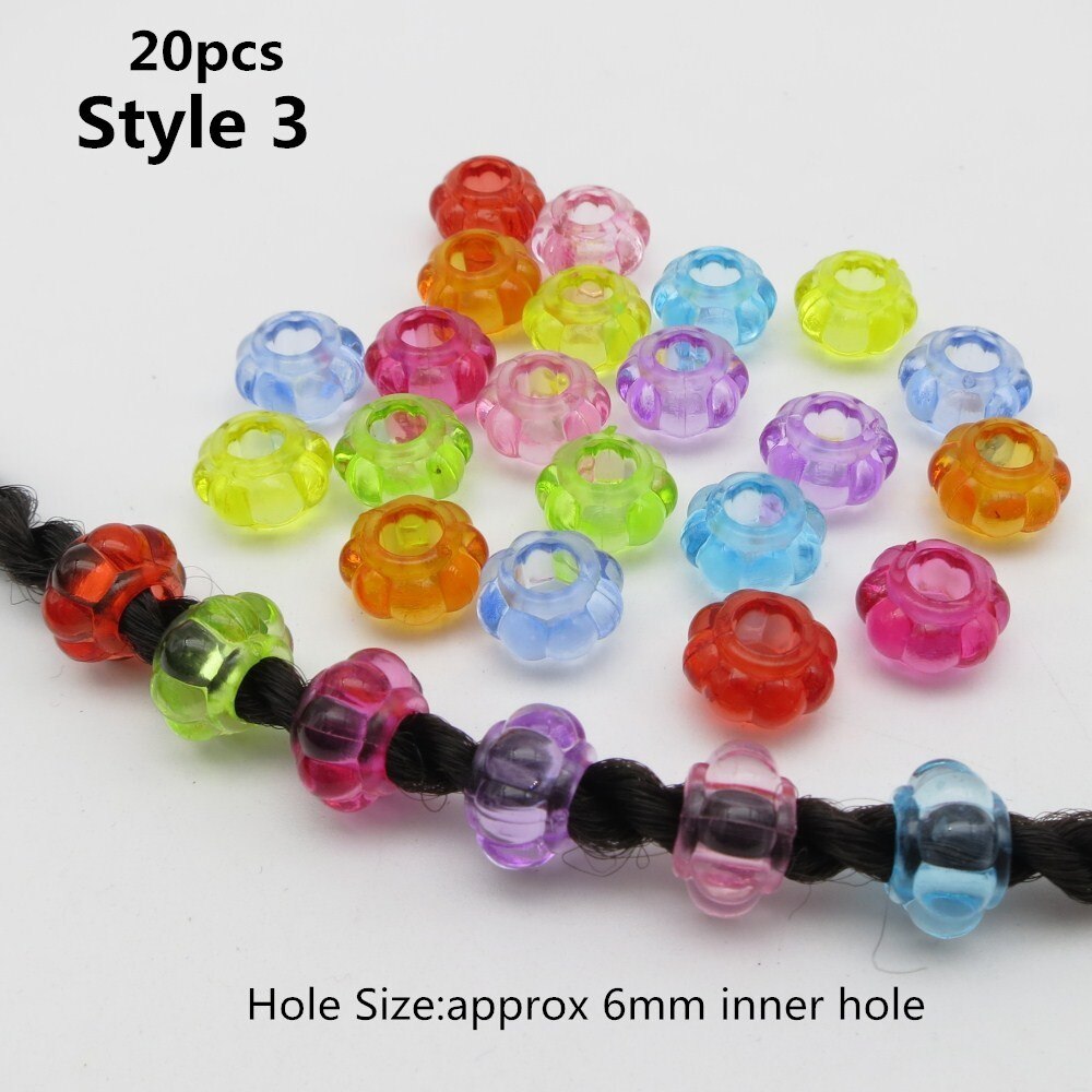 20Pcs-50Pcs Plastic Colorful Transparent Crochet kids Braids hair braid dread dreadlock beads rings clips tube Hair Accessories: 20pcs Style 3