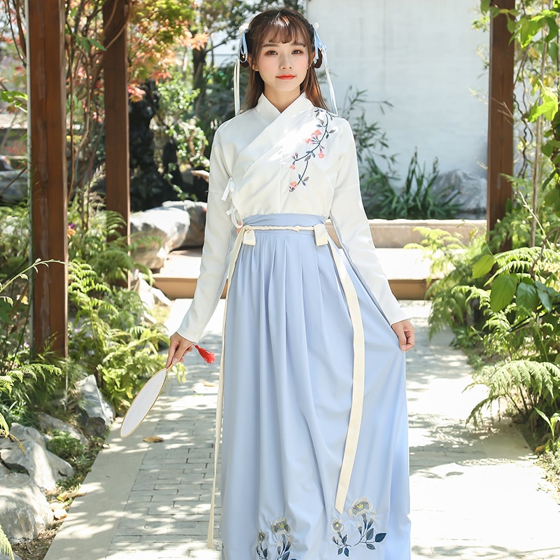 Chinese Folk Dance Hanfu Suit for Women Oriental Dance Costume Tang Dynasty Fairy Princess Dresses Ancient Costume: L