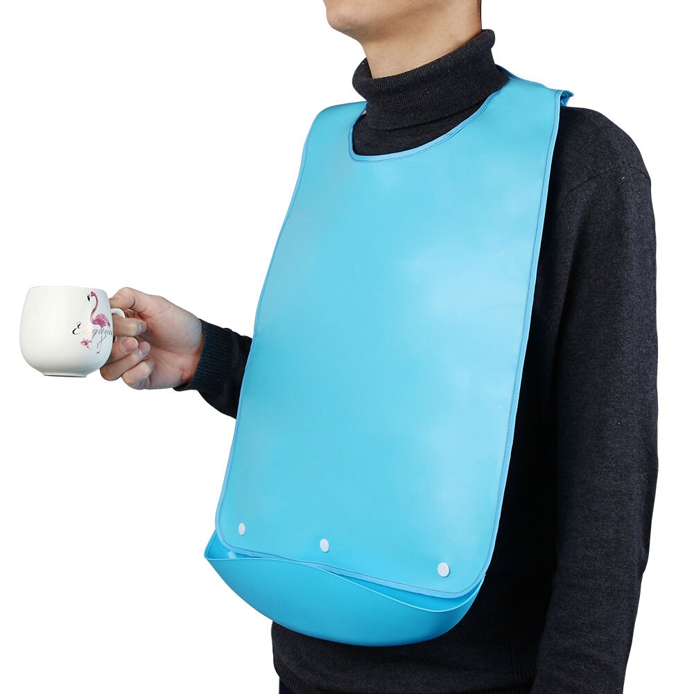 Leakproof Adult Bibs Elderly Apron Waterproof Mealtime Clothing Protector Washable Supplies Blue Adult Bibs for Women Men Use