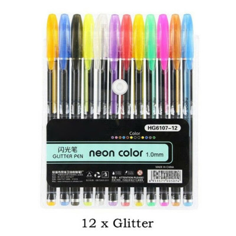 Highlighter Glitter Pen Pastels Metal Gel Pen Set for Painting Drawing USJ99: 12colour