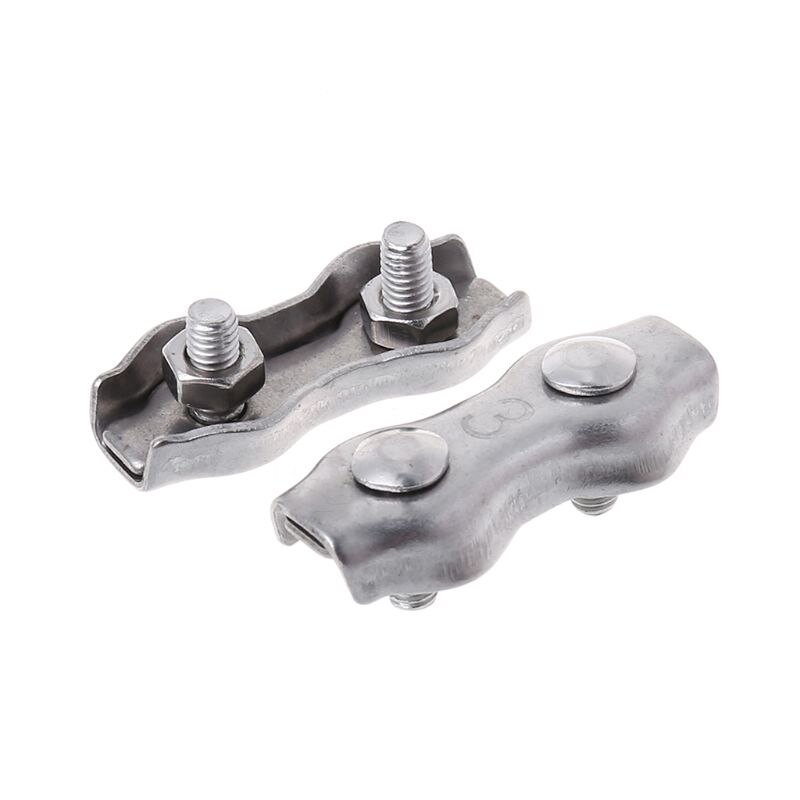 2pcs Stainless Steel Wire Rope Clips Double Grips Cable Clamps For Wires 2mm 3mm 4mm 5mm 6mm: Diameter 3MM