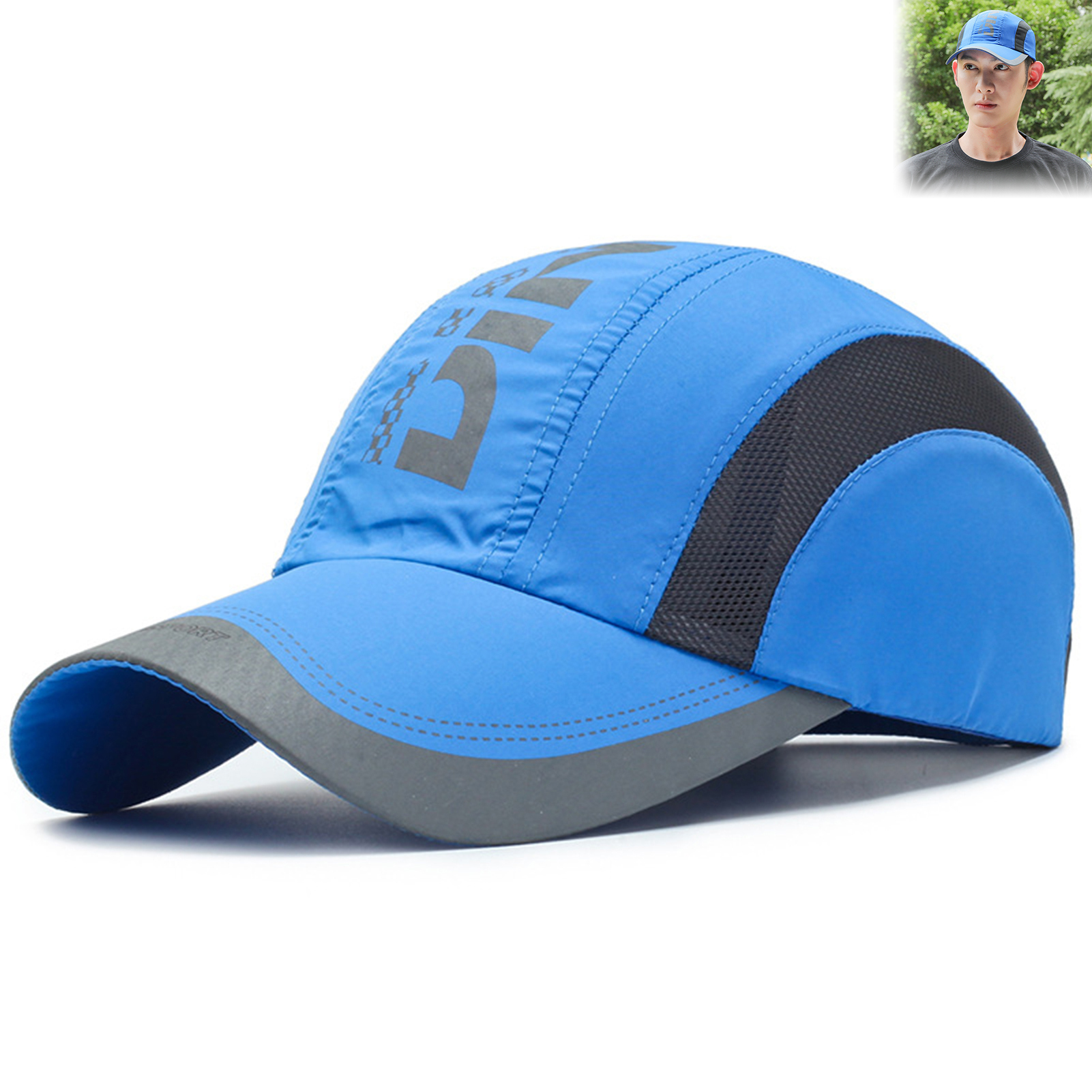 Fique protegido en estilo gorra de béisbol UV con parte superior suave de secado rápido, correa transpirable para senderismo, pesca y actividades al aire libre: royal blue