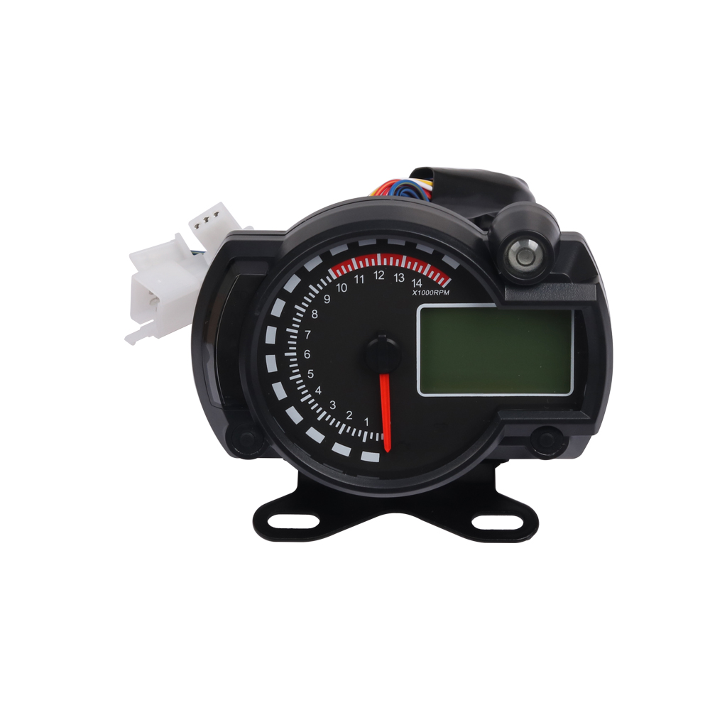Motorcycle Lcd Digitale Gauge Indicator Snelheidsmeter 15000Rpm Waterdichte Kilometerteller Velocimetro Meter 6 Kleuren Dashboard Universele: With bracket