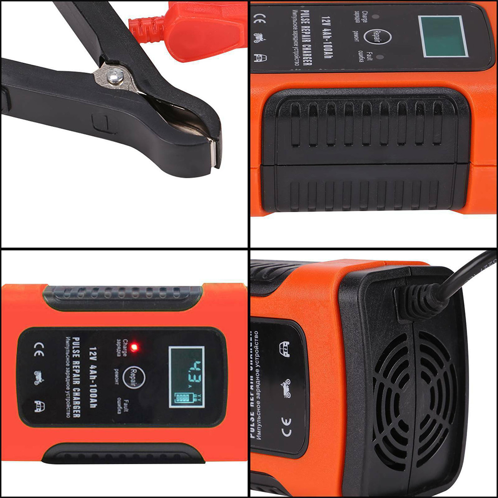 12V 6A Full Automatic Intelligent Car Motorcycle Battery Charger For Auto Moto Lead Acid Charging 6A 12V Digital LCD-Display