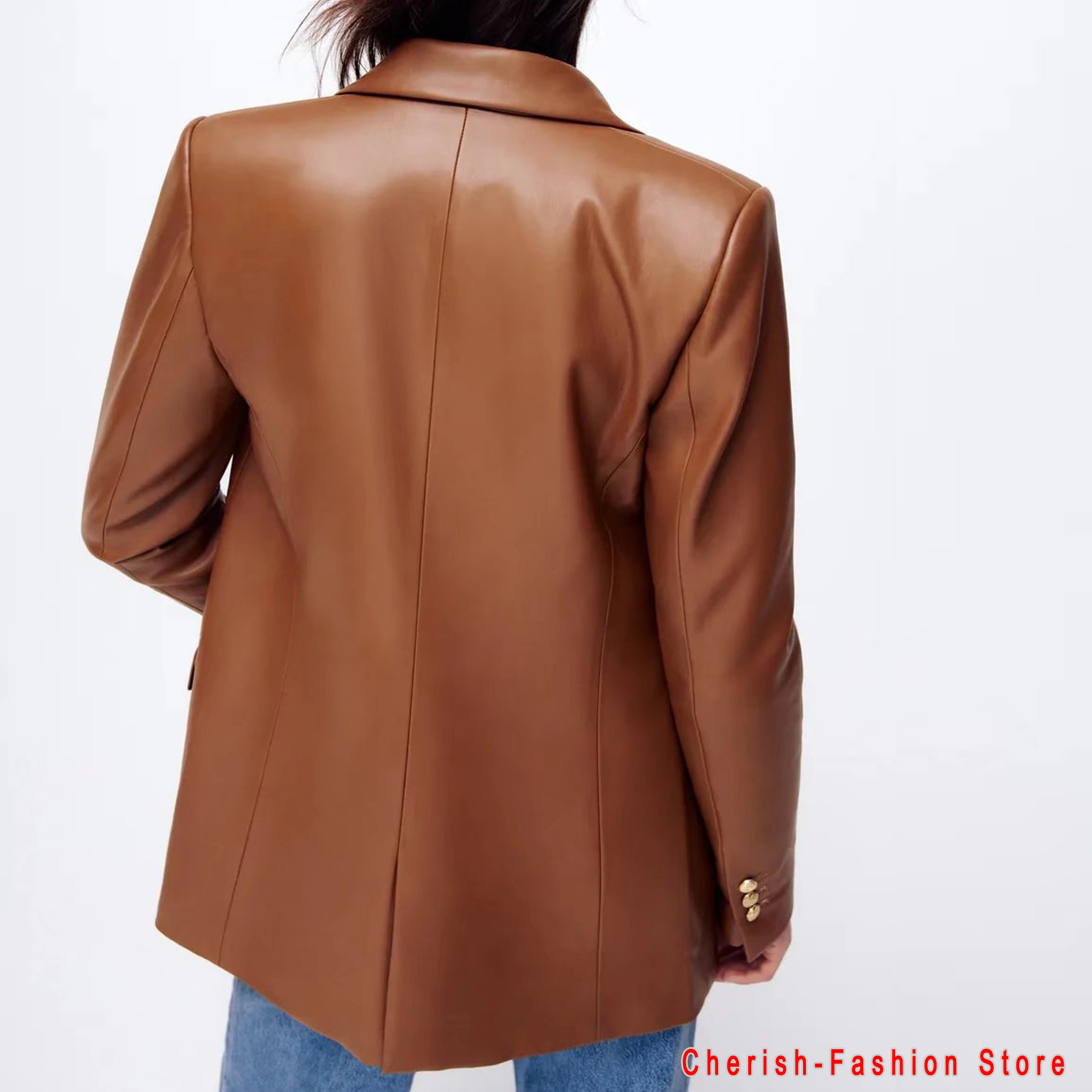 Bruin Losse Pu Faux Leren Jas Vrouwen Klassieke Moto Biker Jacket Lente Herfst Lady Basic Jas Lederen Blazers Bovenkleding