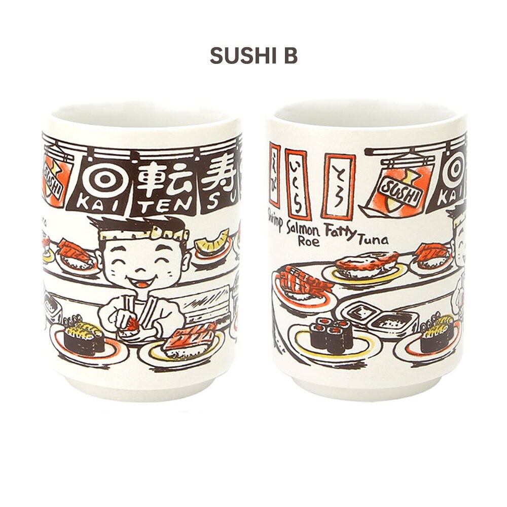 Japanska intryck keramiska muggar 300ml te vin sushi kopp rolig familj restaurang dekoration resa för vänner: Sushi b