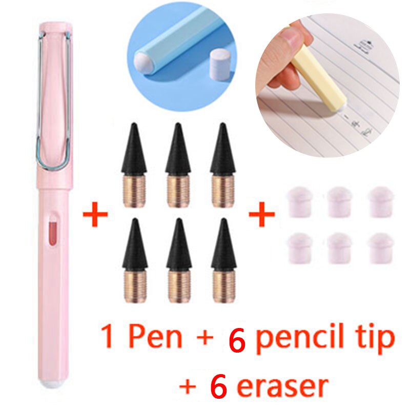 13 Stks/set Eeuwige Potlood Dubbele Gum Magic Potlood Art Schets Schilderen Tools Schoolbenodigdheden Student Briefpapier: Macaron pink-13PCS