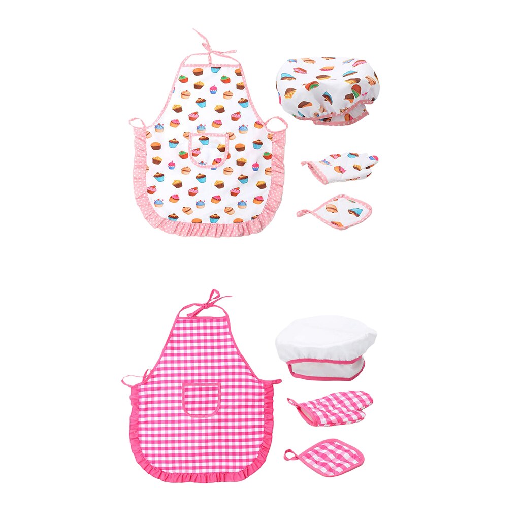 Smart Cookie Chefs Apron Set - 4 Pieces Kids Chef Hat & Apron with Accessories - Pretend Play Kitchen Set