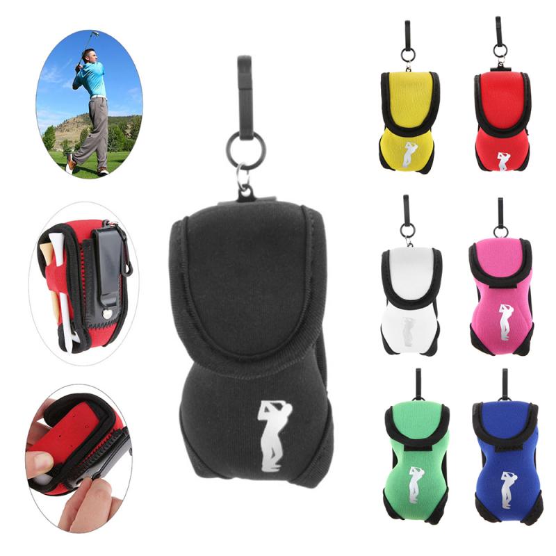 Portable Neoprene Mini Golf Ball Bag Golf Tees Holder Storage Case Carry Pouch Pack With Waist Belt Clip For Training