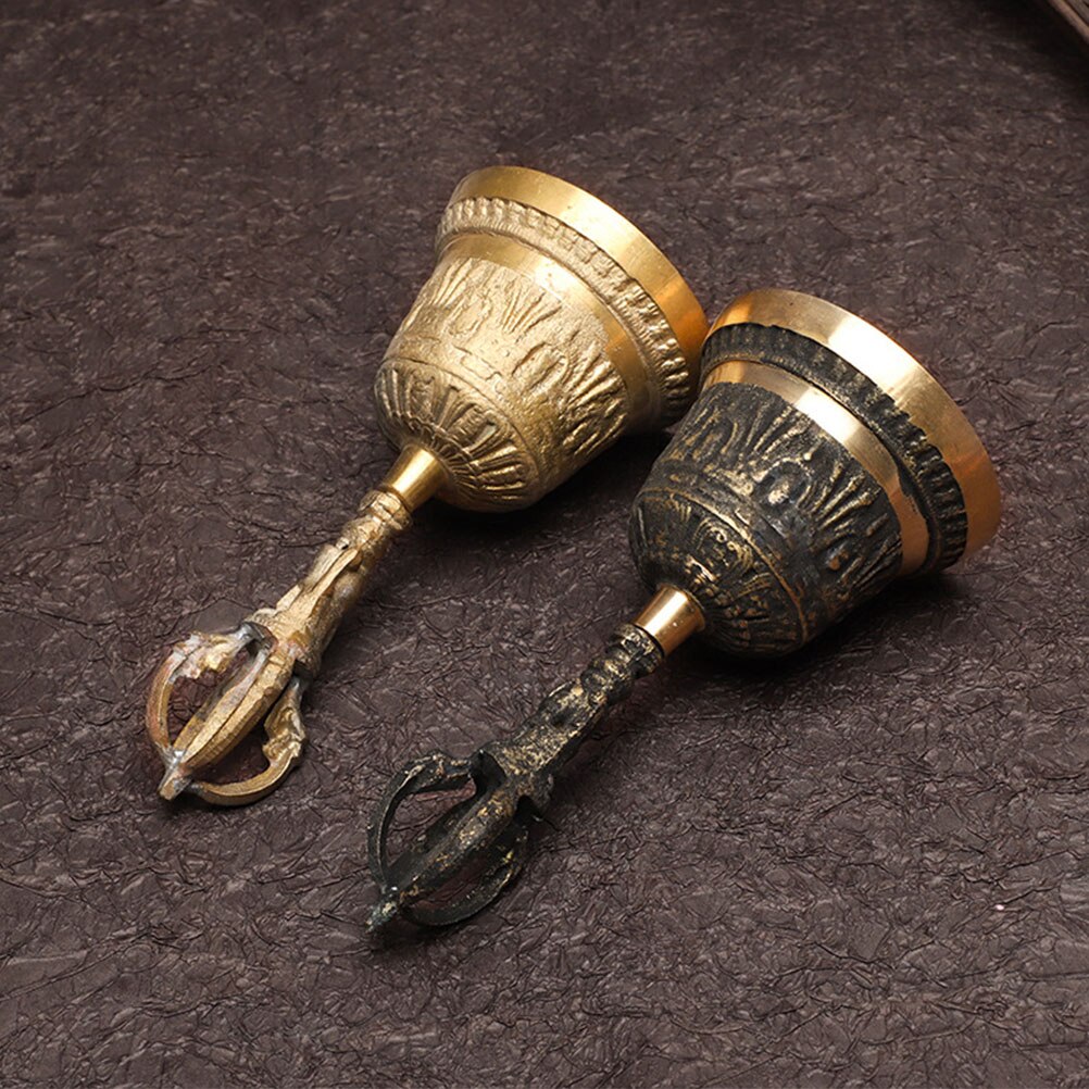 Retro Metalen Tone Handle Hand Bell Metal Decorative Bell Desktop Copper Handbell Alarm Bell Handicraft Bell For Home Decoration