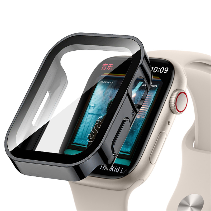 Protecteur d'écran étanche, coque rigide pour Apple Watch 10 9 8 45mm 41mm 44mm 42mm 46mm, couverture complète pour IWatch Ultra 7 SE 6 5 4: Black / 25mm