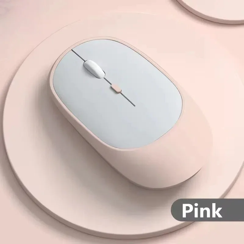 Wireless Mouse Bluetooth USB Silent Mice Adjustable DPI Ergonomic Rechargeable Gaming Mouse For Xiaomi Tablet: Pink