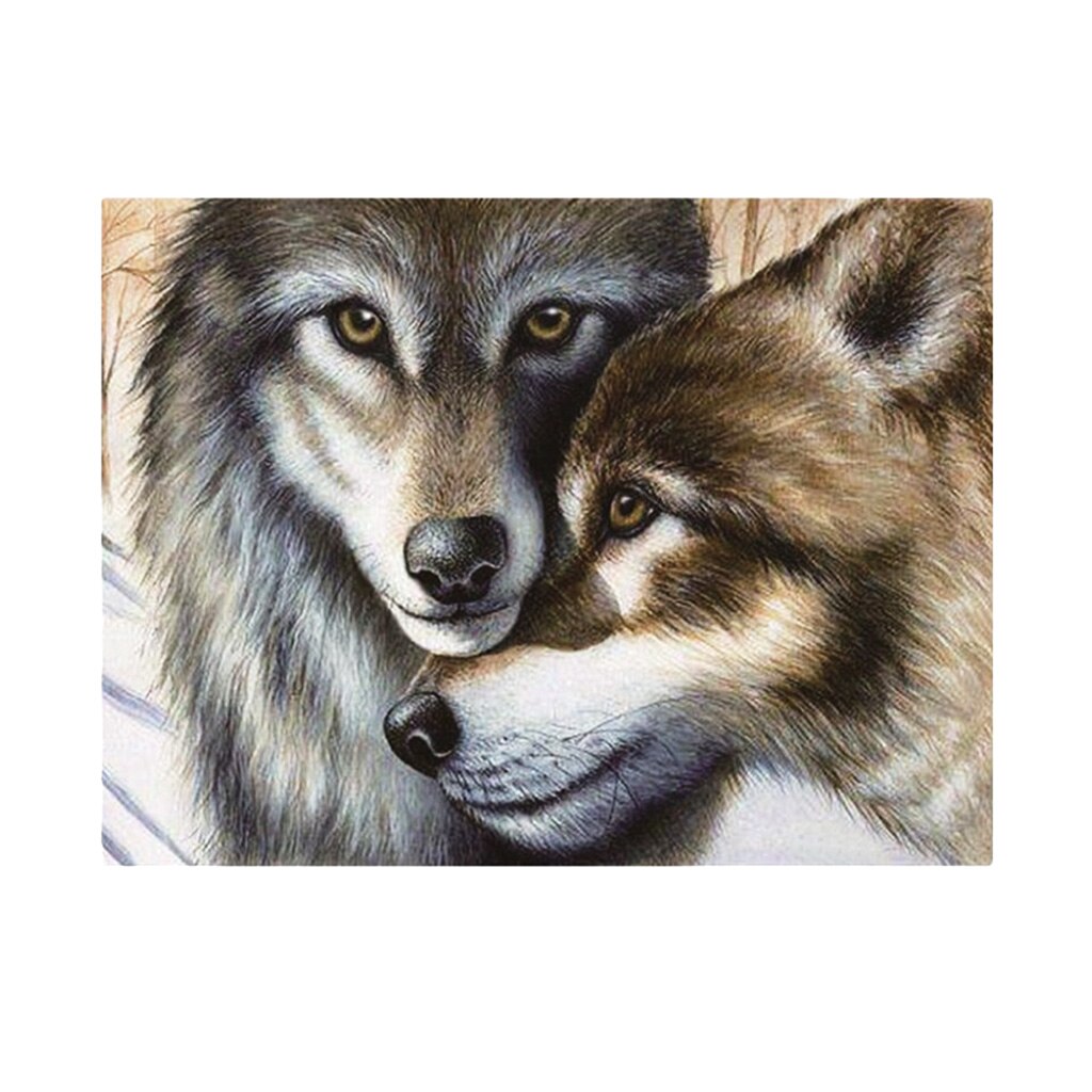 5D DIY Diamond Painting Diamond Painting Rhinestone Pictures Crafts Animal: Couple Wolf