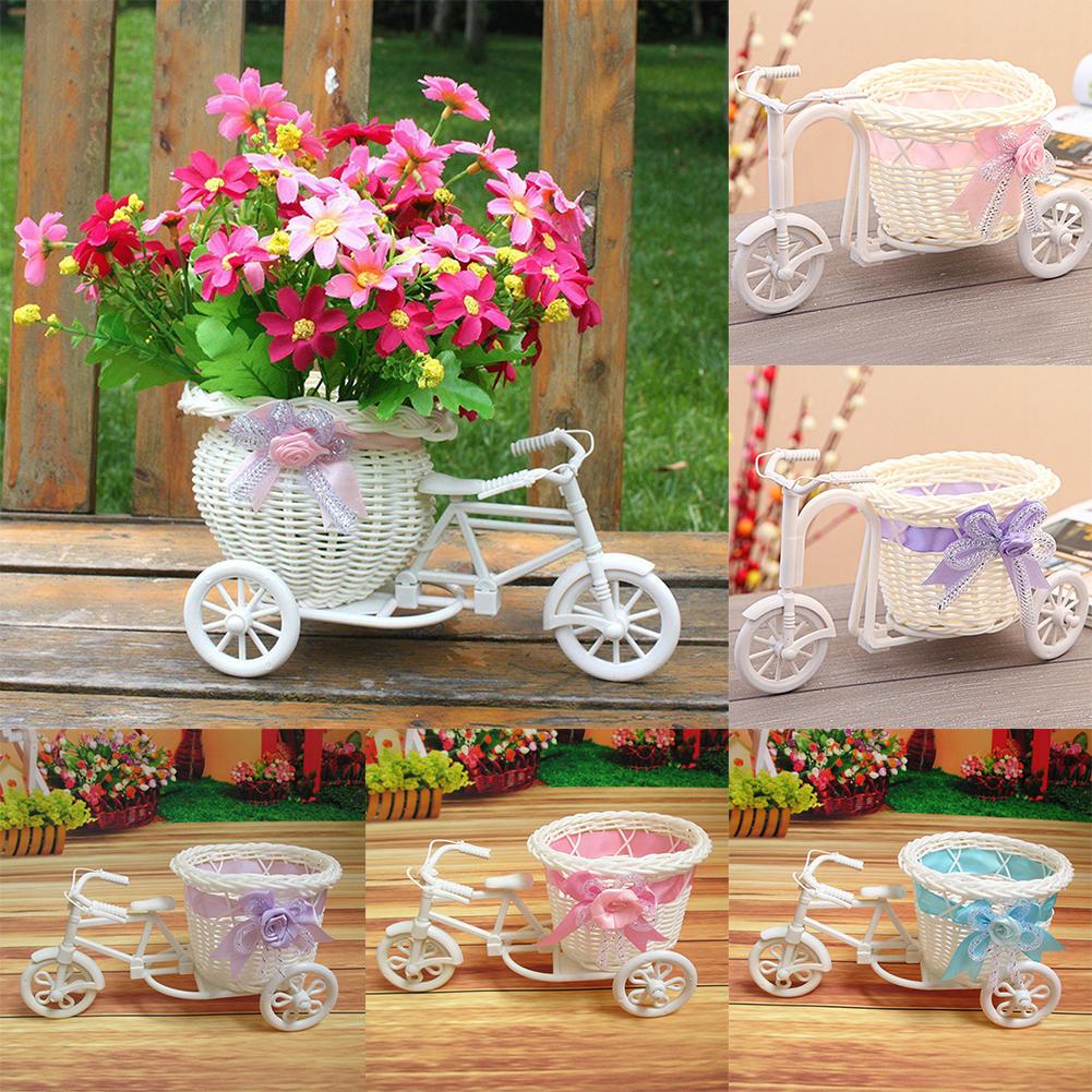 Vase Large Rattan Tricycle Bike Flower Basket Stor... – Vicedeal