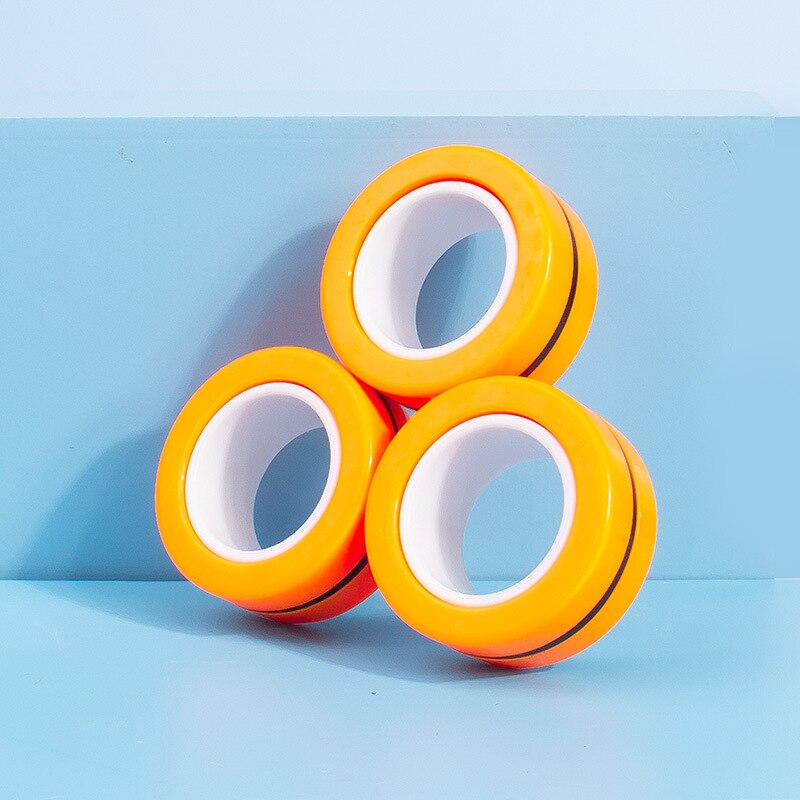 Grappige Relief Magnetische Ringen Fidget Speelgoed Voor Angst Anti-Stress Roller Vingertop Speelgoed Volwassen Kinderen Vinger Spinner Magische Ringen: orange