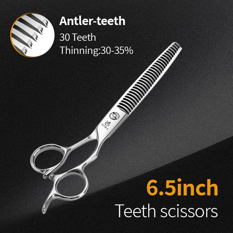 Fenice Professionele Japan 440c 6.5/7.0 inch hond verzorging dunner schaar getande mes schaar dunner tarief ongeveer 35%: Licht Groen