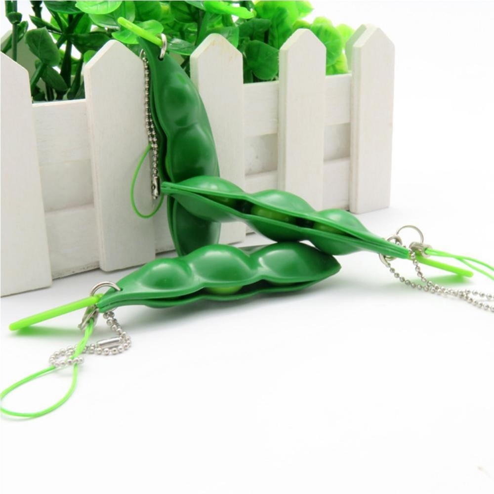 1 PC Einfach squeeze diejenigen peas direkt aus Spaß Bohnen Squishy Spielzeug Anhänger Anti Stress Ball Squeeze Lustige gadgets Spielzeug