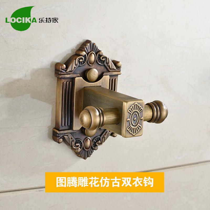 Vintage Bronze Bathroom Accessories European Brushed Solid Brass Bathroom Hardware Set Wall Mounted Carved Bathroom Products: robe hook