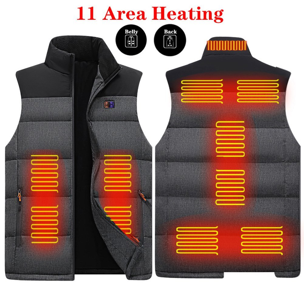 11 Areas Electric Heated Vest Skiing Jacket Men Women Winter Warmer Coat Intelligent Electric Heating Thermal Heated Vest