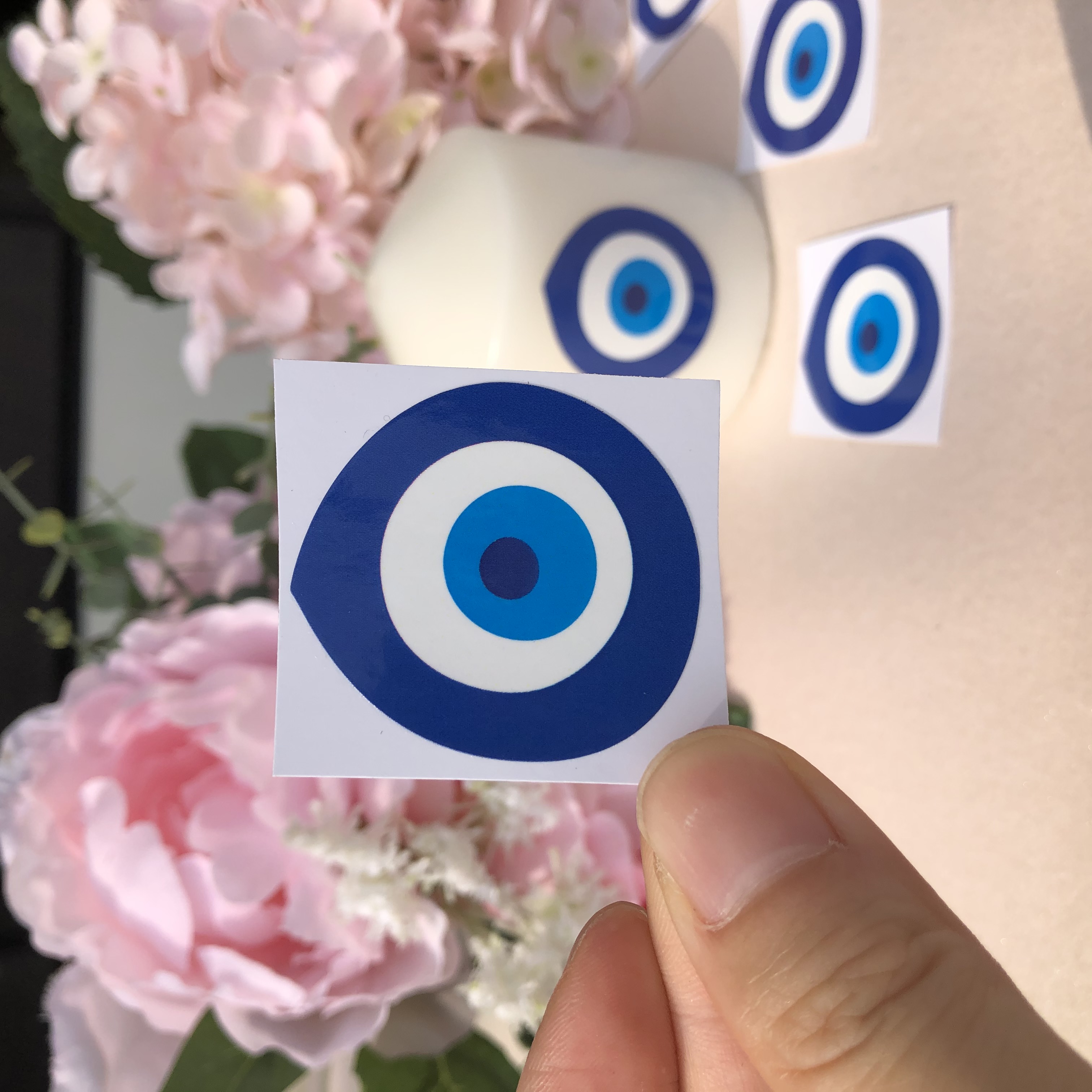 Onde øje symbol græsk tyrkisk arabisk talisman klassisk rundt klistermærke bryllup favoriserer vinyl blå øjne dekorationer