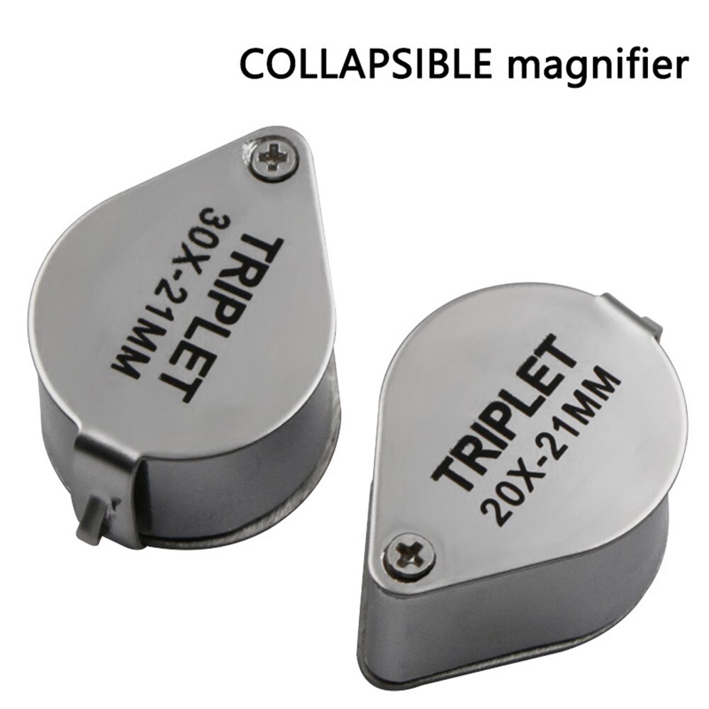 10X 20X 30X Magnifier Jewelers Eye Tool Jewellery Folding Loupe Glass Lens Magnifying Triplet Glass Jewelry Diamond Pocket Size