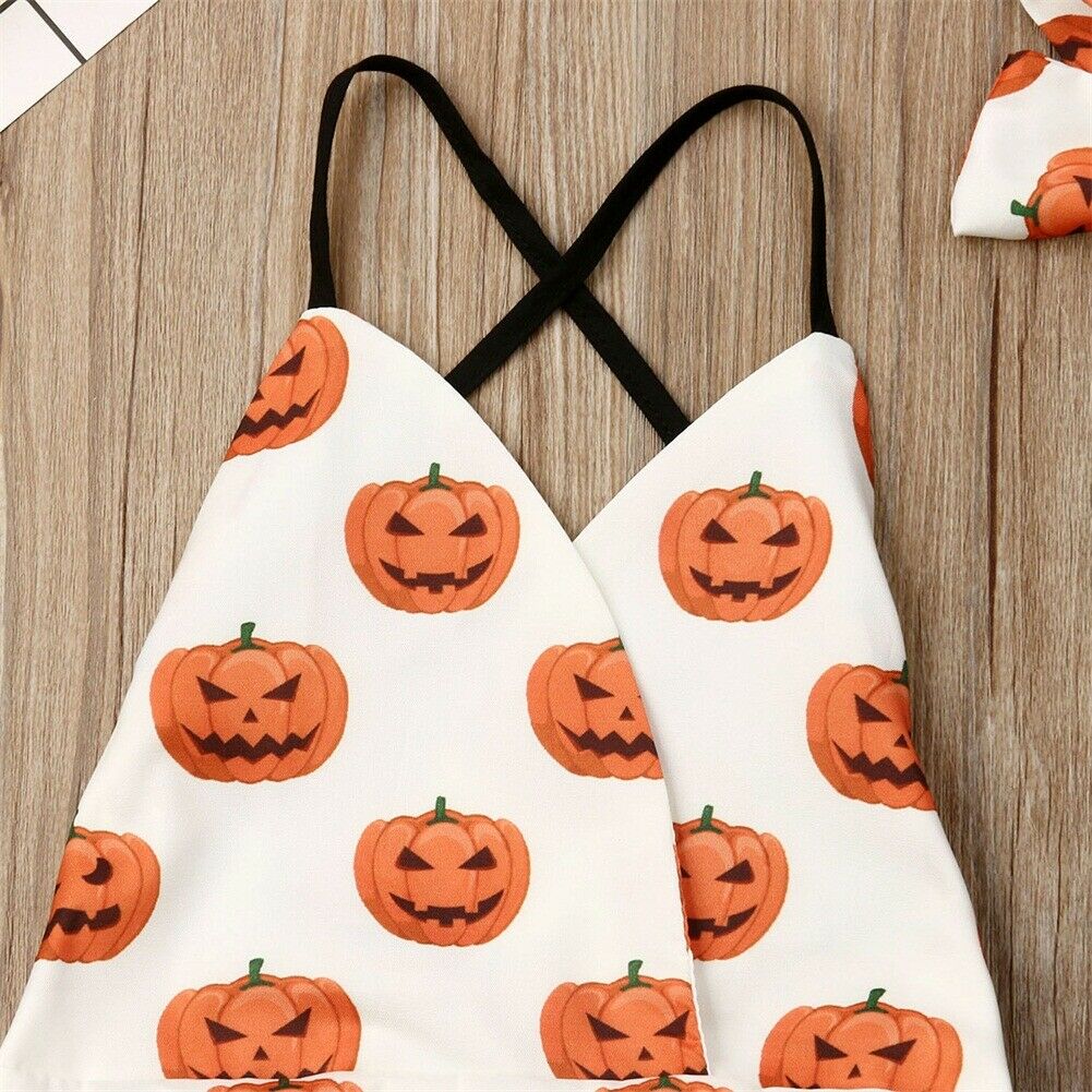 Pudcoco Summer Halloween Baby Newborn Boy Girl Infant Romper Bodysuit Clothes Outfit Headband Suit