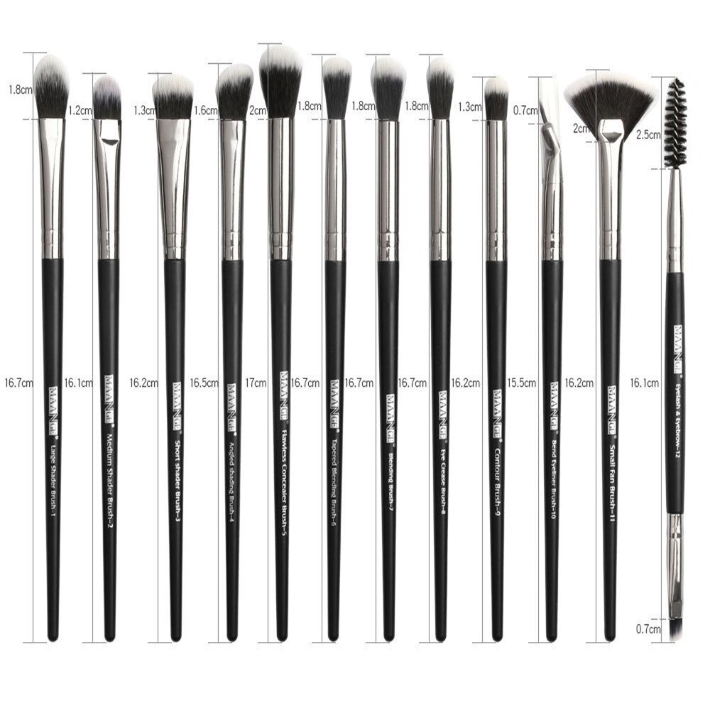 12pcs Makeup Brush Set: Black