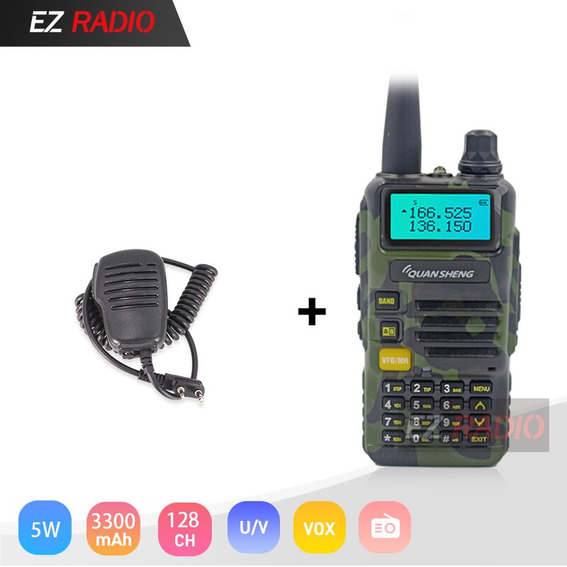 Upgrade 5W Quansheng UV-R50-2 Mobile Walkie Talkie Vhf Uhf Dual Band Radio camouflage UV-R50-1 UV R50 Series Uv-5r tg-uv2 UVR50: Add Mini Microphone