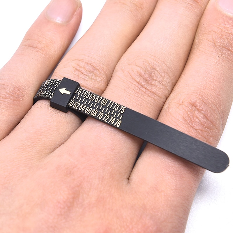 1PCS Black Measuring Finger Standard Ring Circle US/Europe/UK Tape Ruler Jewelry Accessory Measure Gauge Tool