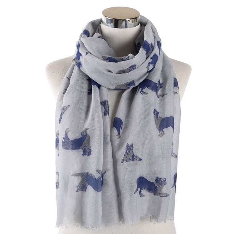 FOXMOTHER Grey Pink German Shepherd Dog Scarf For Dog Lover For Women Scarves Dog Woman: Gray