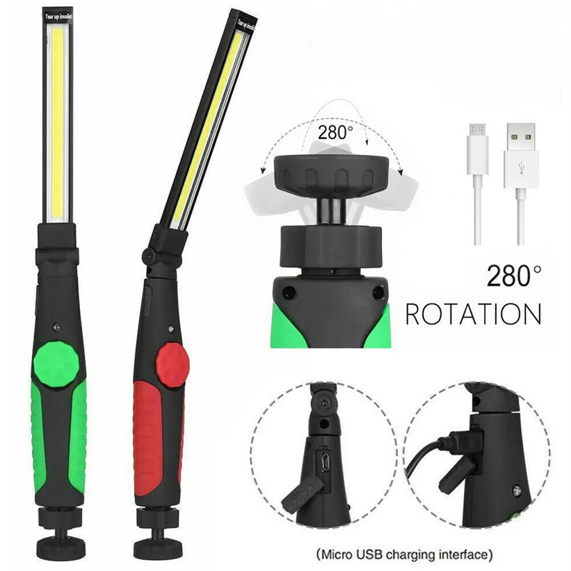 COB LED Taschenlampe Magnetische Arbeit Licht USB Aufladbare Taschenlampe Haken Tragbare Laterne Inspektion Licht Camping Auto Reparatur Lampe