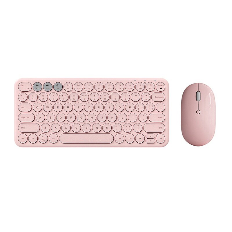 EAOR Portable Bluetooth Keyboard Mouse Set Mute Rechargeable Mini Wireless Keyboard for iPad Tablet Phone Laptop Android iOS MAC: Pink Set