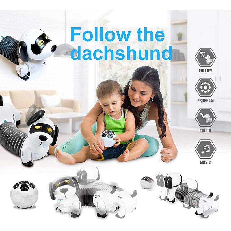 Draadloze Afstandsbediening Robot Hond Programmeerbare Lopen Bark Volgen Robot Gebaar Sensing Elektronische Huisdieren Met Led Ogen