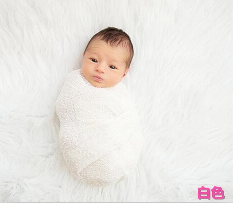 Stretch tricot maille Costume enveloppement -né photographie accessoires outils accessoire bébé enfants enveloppes emmailloter Photo vêtements: WHITE