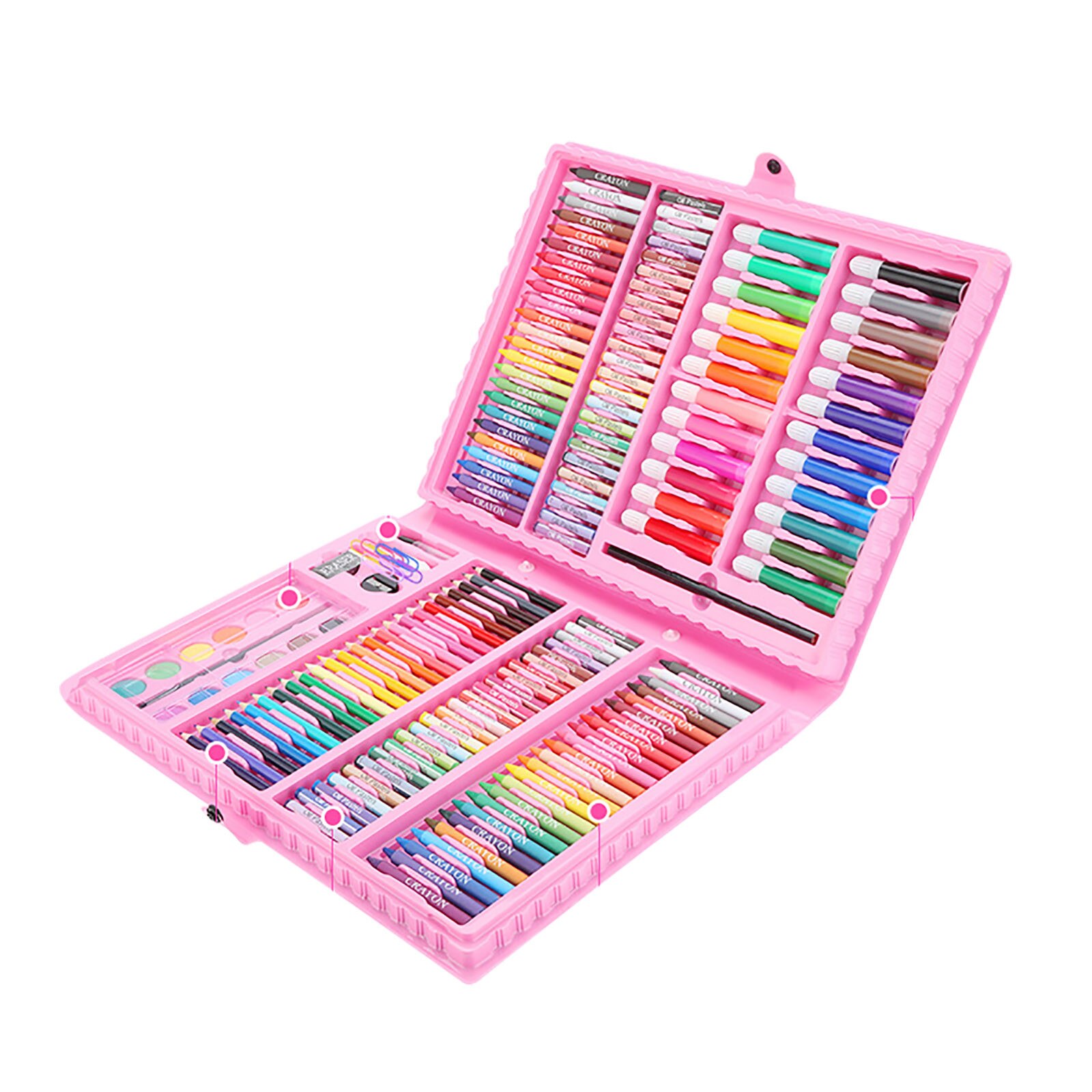 168Pcs Kids Schilderij Tekening Art Set Met Kleurpotloden Olie Pastels Aquarel Markers Gekleurde Potlood Gereedschap Voor Jongens Meisjes: Light Grey