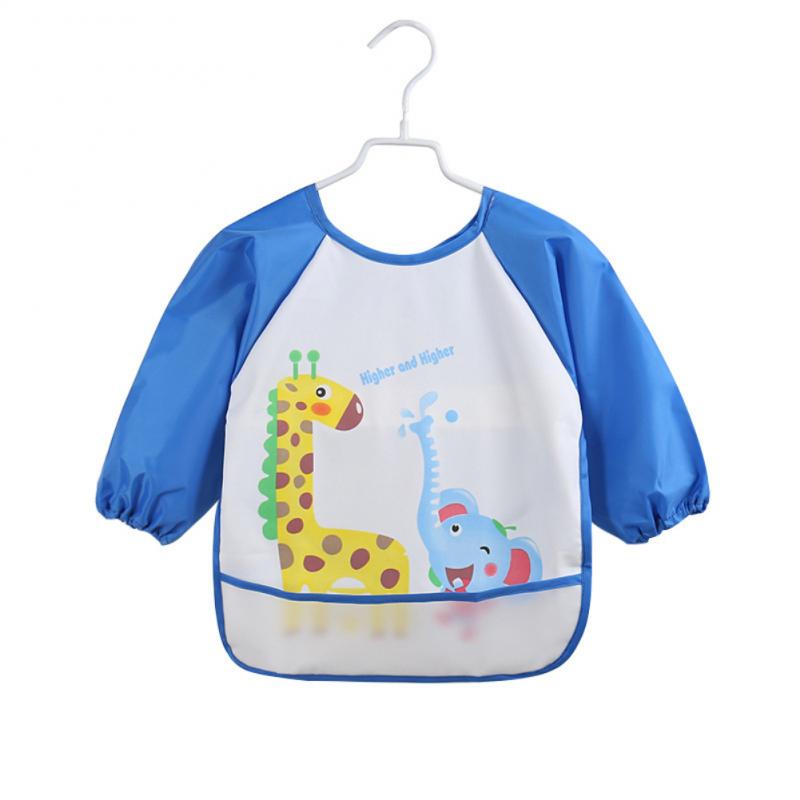 Children's Baby Kids Long Sleeve Feeding Bib Waterproof cloth overalls painting clothes Animals Art Paint Play Apron orange fox