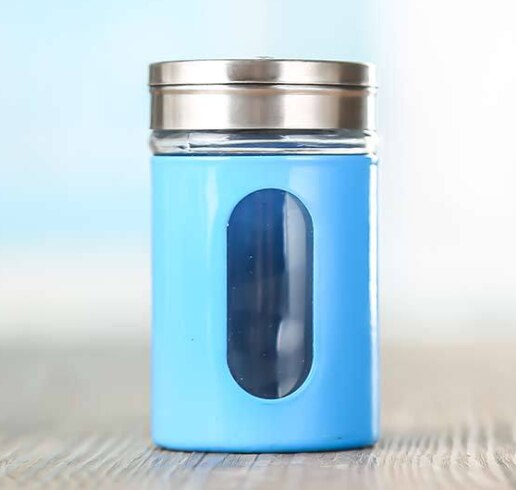 Kruidenpotjes van roestvrij staal, kruidenblikken, draaideksel, zout- en peperstrooiers, tandenstokers, kruidenrek voor in de keuken: Blauw