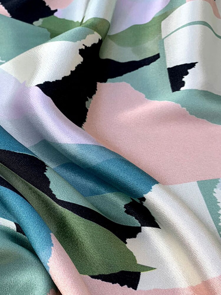 Width 59" Camouflage Heavy Weight Non Draping Triacetate Satin Fabric By The Half Yard For Dress Shirt Material