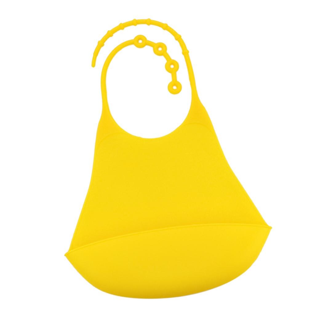 Bavoir en Silicone pour adultes, pour femmes et hommes, protection imperméable pour les repas, avec poche pour attraper des aliments profonds: Yellow