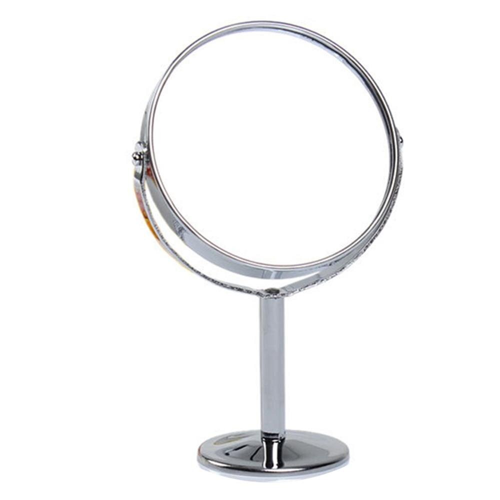Korean Metal Mirror Makeup Mirror Dressing Mirror Desktop Rotating Mirror 1:2 Magnification Function Makeup Mirror: Default Title