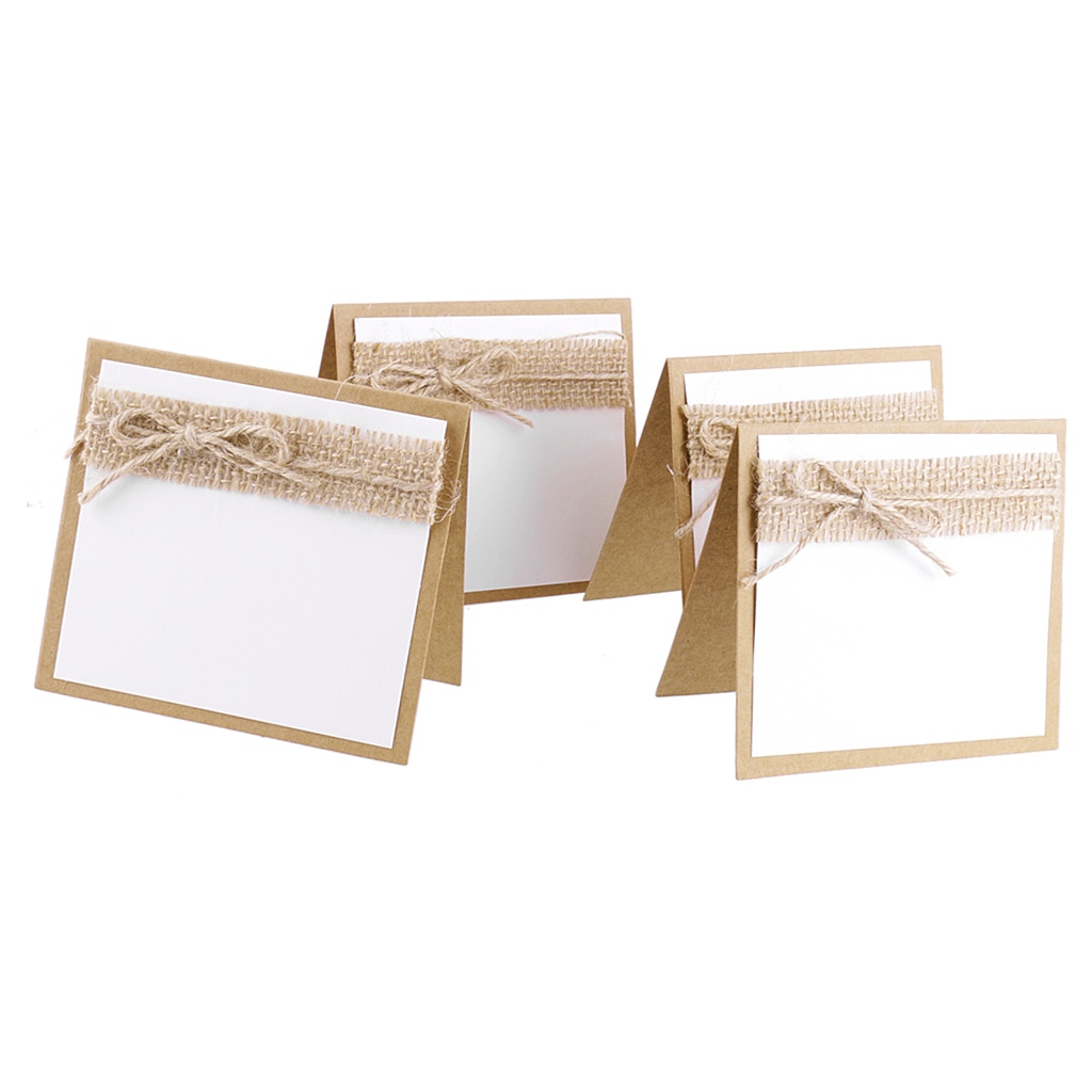 10 White And Brown Vintage Wedding Guest Party Name Place Cards Table Mark