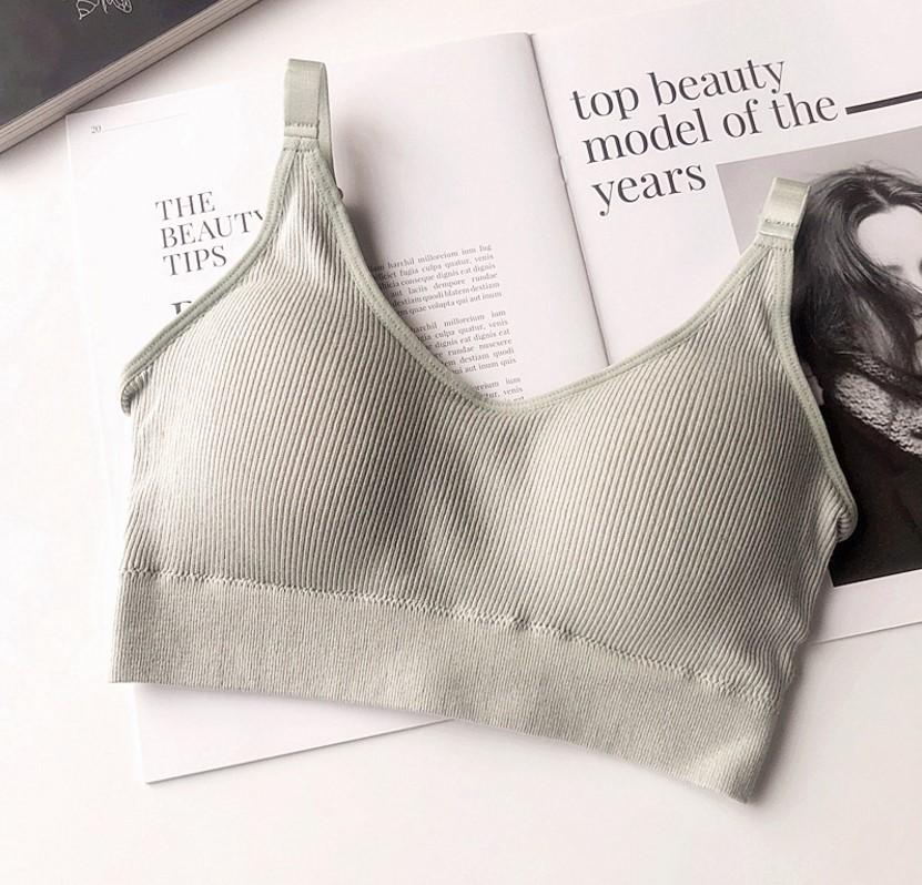 Ropa interior deportiva para mujer, lencería sin anillo de acero, sujetador de tubo envuelto en el pecho, belleza, sección delgada en la espalda: Gris