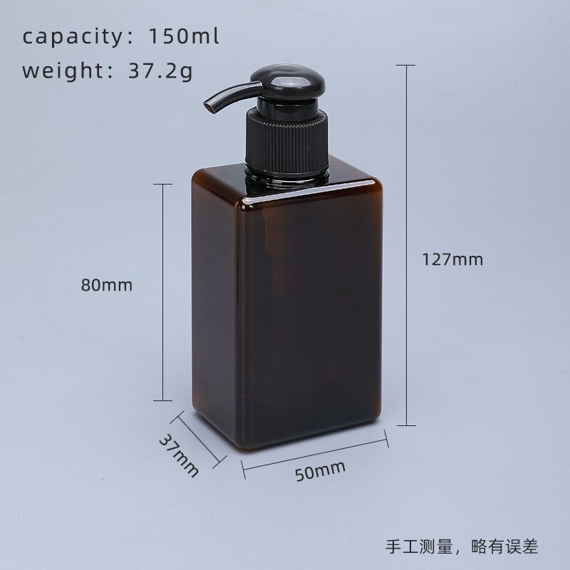 Dikker Lege Vierkante Hervulbare Fles Met Pomp Voor Badkamer Keuken Shampoo Lotion Zeep Petg Opslag Container 1Pcs: 150ml brown