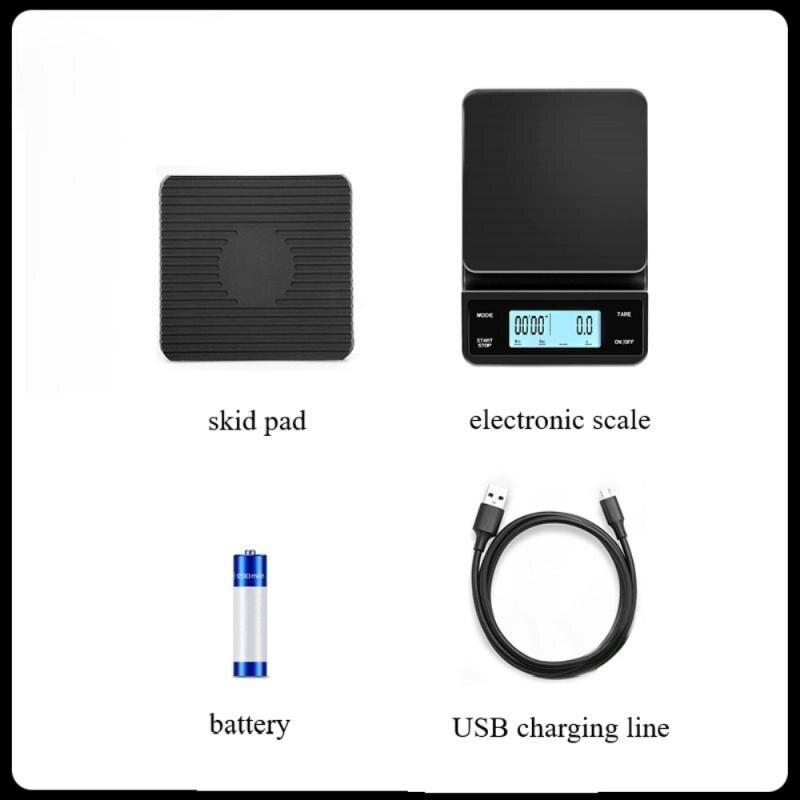 Kitchen Electronic Scale LCD Touch Screen USB Charging Version Bar Scale Chronograph Gram Scale Hand-made Coffee Meter